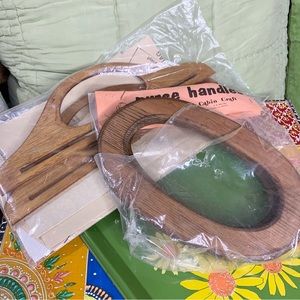 70s Wood Purse Handle Set